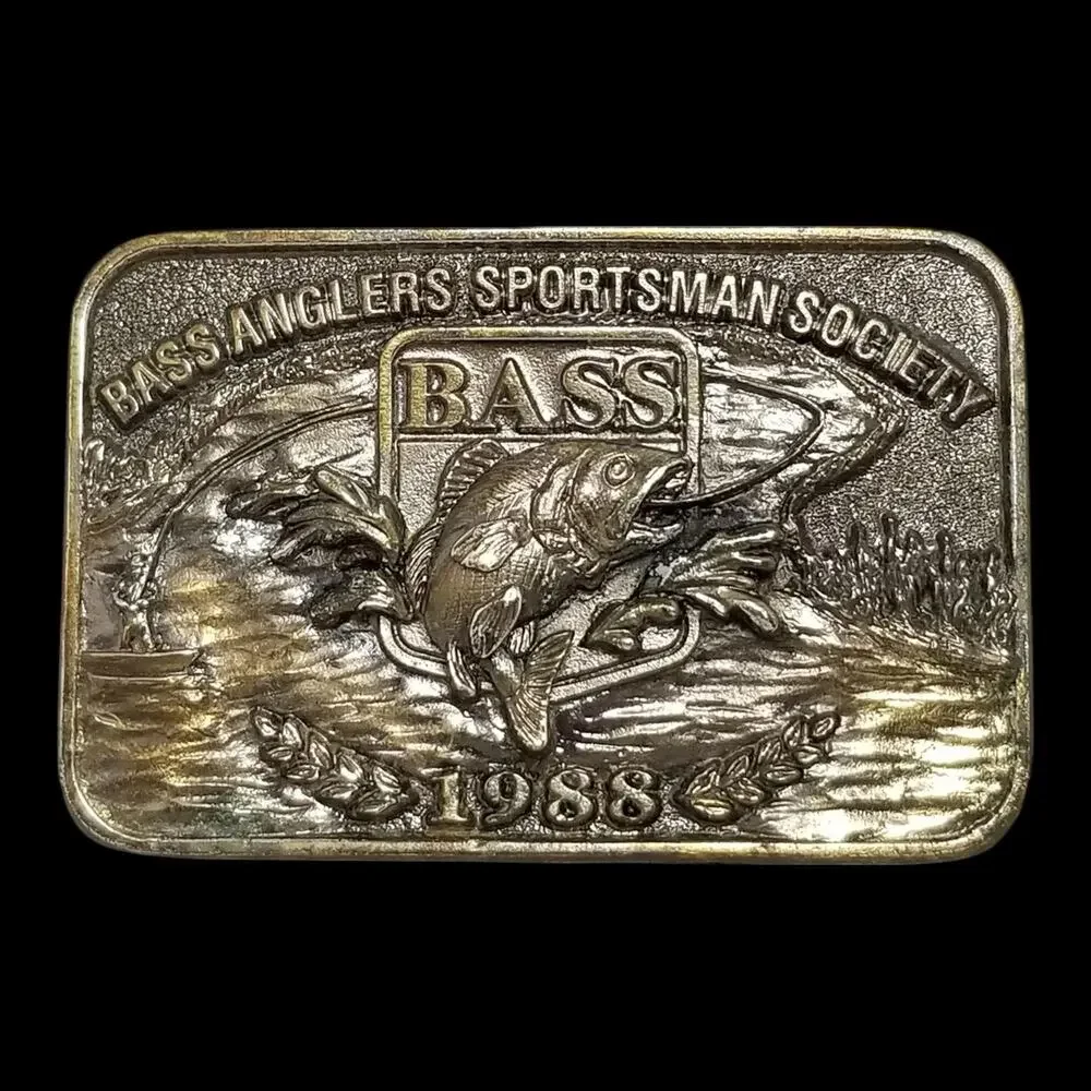 1988 BASS Anglers Sportsman Society Solid Brass Belt Buckle Fishing Collectible